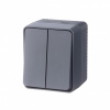 ATLASDESIGN PROFI IP54 О/У 2-клавишный ВЫКЛЮЧАТЕЛЬ, сх.5, 10АХ, АНТРАЦИТ