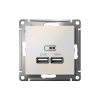 ATLASDESIGN USB РОЗЕТКА A+A, 5В/2,1А, 2х5В/1,05А, механизм, ЖЕМЧУГ