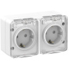 ATLASDESIGN PROFI IP54 О/У РОЗЕТКА двойная с заземлением со шторками, 16А, БЕЛЫЙ
